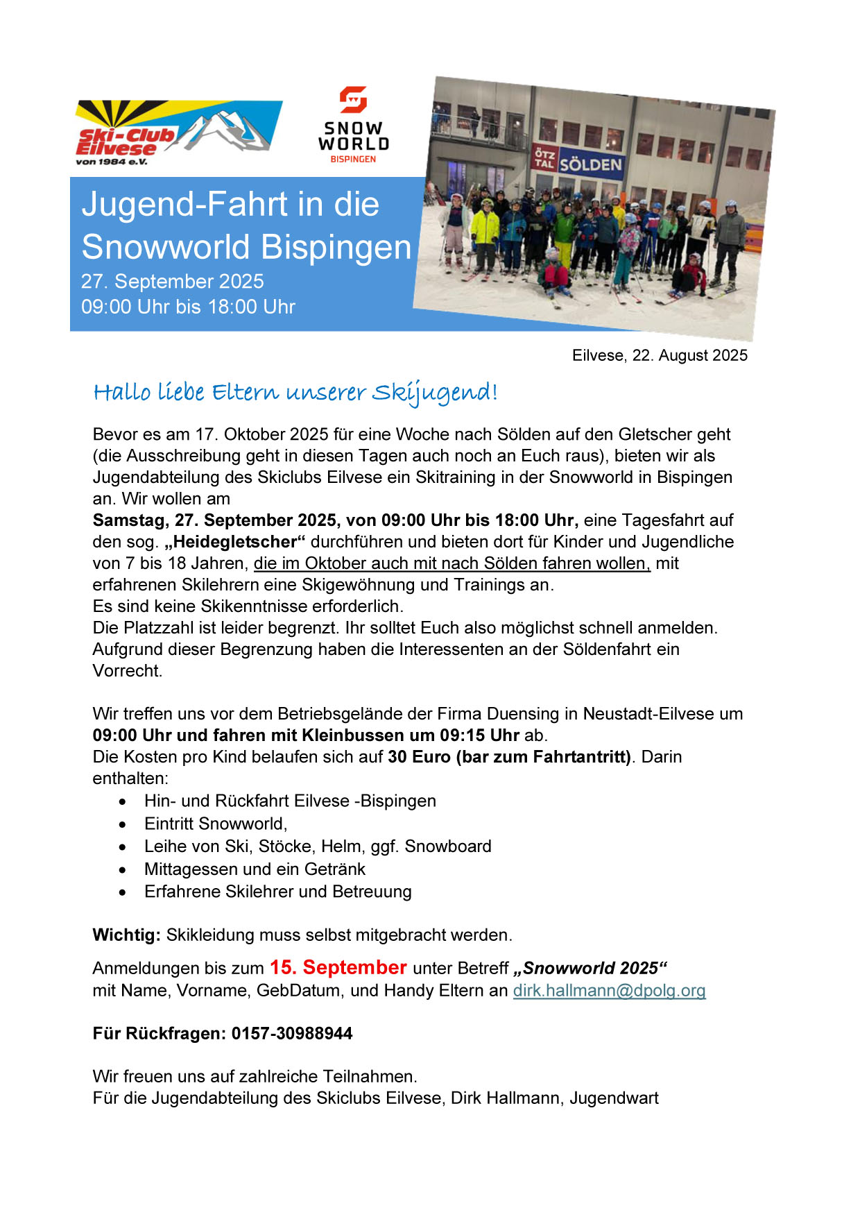 2025 Ausschreibung Snowworld Bispingen